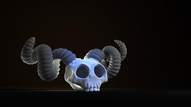 unión of isaac cordero cráneo 3d impresión modelo in escultura 3dexport flexi flexible tboi cuerno esqueleto personaje criatura juguete decoración víspera santos esculpir 3d print model - Mito3D