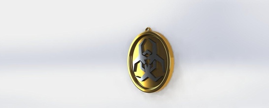 biohazard symbol 3d print model in pendants 3dexport art anime necklace 3dprint medalion minimalist 3dmodel design accessorie fashion cool game jewelry jewel illustration high-poly 3d print model - Mito3D
