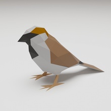bird - sparrow bird sparrow nature wildlife solid 3dprinting statue origami lowpoly animal geometric sclupture