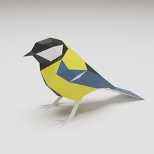uccello tit natura fauna selvatica solido 3dprinting statua origami lowpoly animale geometrico scultura 3d print model - Mito3D