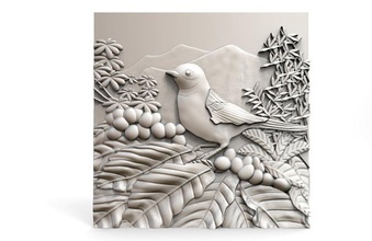 bird cnc art relief nature wood deco 3d print model - Mito3D