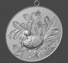 bird style petrikovsky painting pendant jewelry silver 3d print model - Mito3D