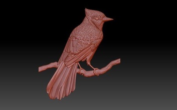 uccellino 3d stampa modello in 3dexport uccello uccelli decorazione cnc picchio merlo nudo bas releif pannello decorativo 3d print model - Mito3D