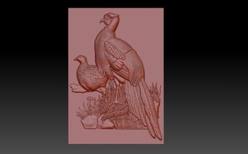 aves cncmodel cnc Arte pájaro urogallo queja decoración alivio bas relief relieve 3d print model - Mito3D