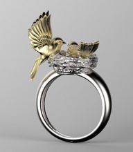 birds nest ring bullfinch tit jewelery sparrow jewelry rings 3d print model - Mito3D