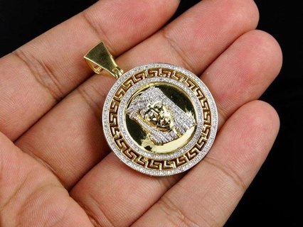 bismark medallion jesus face diamond pendant pendants antique luxury rapper hiphop jewelry necklace gemstone elegant celebrity style jewellery bling gem urban 3d print model - Mito3D