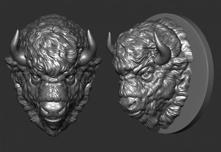 bison angry head bison head moo cow bull buffalo horn west statue decor printable pendants medallion cnc relief jewelry sculptures silver pendant