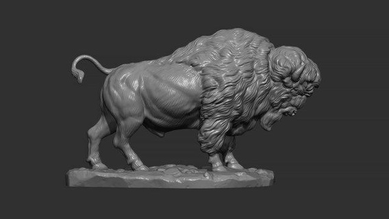 bison buter 3d impression modèle animaux figurines or argent 3dprintble bijoux buste pendentifs statue sculpture mammifère cnc buffle art 3d print model - Mito3D