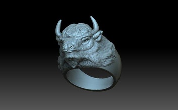 bisonte cabeza anillo 3d impresión modelo in anillos 3dexport búfalo búfalos toro toros animales cuernos vacas 3d print model - Mito3D
