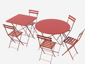 bistrot métal tables chaises 3d modèle in extérieur articles 3dexport chaise meubles table bistro café jardin plier pliant métallique bar restaurant 3d print model - Mito3D