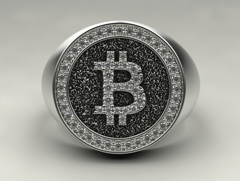 bitcoin anillo la joyería impresión 3dprinted imprimible los anillos diseño joya de oro moda printabl creación prototipos plata 3D print model - Mito3D