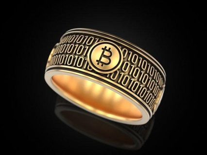 Bitcoin Zeros Einsen Ring Ringe Bitcoin Schmuck 3dprinted Schmuck druckbar Ring Juwel Gold Silber Münze Kasse Geld Währung Krypto Chips Zeichen bisschen btc Blockchain Ringe 3d print model - Mito3D