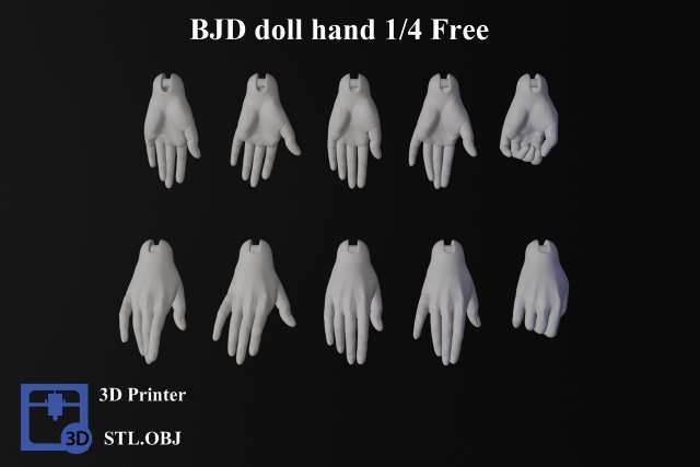 bjd doll 3d hand model at001 print free woman human printing mannequin body structure art sculptures figure template ball jointed uniform character boy toys games various 3D print model - Mito3D
