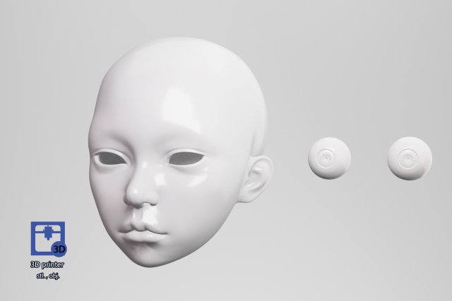 bjd poupée 3d tête modèle at001 fantoche mannequin creux Jeux jouets fille femelle femme Balle articulé 3D print model - Mito3D