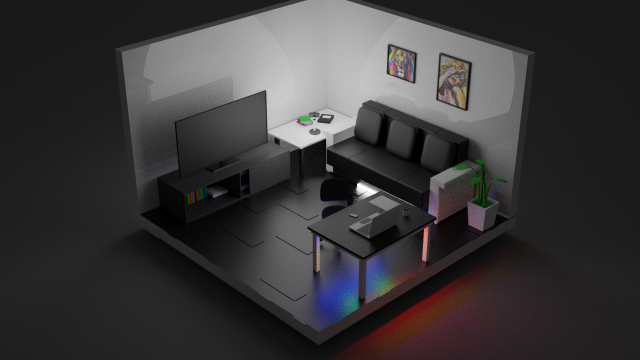 black-white room 3d print model in 3dexport black white lowpoly art 3D print model - Mito3D