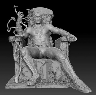 nero Adamo assemblaggio uomo trono dwayne rock johnson supereroe film 3d print model - Mito3D