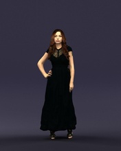 black long dress woman 0431 3d print ready scan model polygon 3dprint human male realistic posed character people miniatures man child style success outfit fashion 3d print model - Mito3D