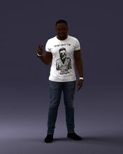 black man peace pose 0902 3d print ready scan model polygon 3dprint human male realistic posed character people miniatures woman child style success fashion beauty 3d print model - Mito3D