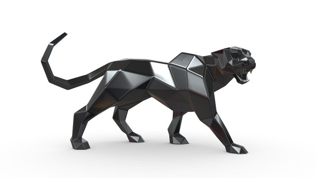 noir panthère animaux 3dprinted art cadeau impression lowpoly 3dprint animal décor intérieur conception miniatures sculpture statue jouet tigre léopard puma 3D print model - Mito3D