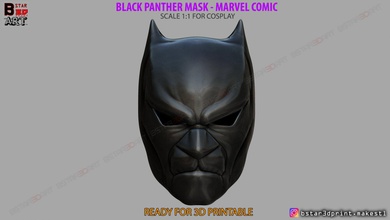 black panther mask - helmet cosplay marvel comics 3d print model in toys 3dexport suit head face toy accessories captain thor avenger blackpanther blackpantherhelmet games 3d print model - Mito3D