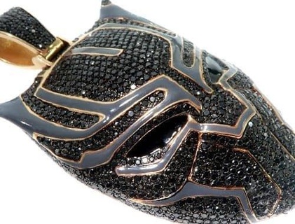 noir panthère masque diamant hanche saut pendentif 2 pendentifs antique luxe rappeur hip bijoux Collier gemme élégant célébrité style bling Urbain 3d print model - Mito3D