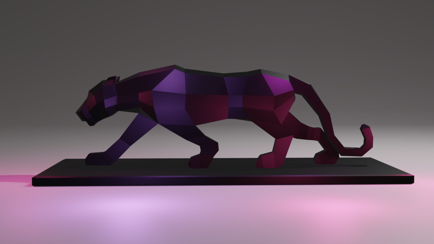 negro pantera estatua lowpoly 3d impresión modelo in figuritas 3dexport gato jaguar figurilla animal mamífero caza depredador miniatura arte escultura puma tigre gatito 3D print model - Mito3D