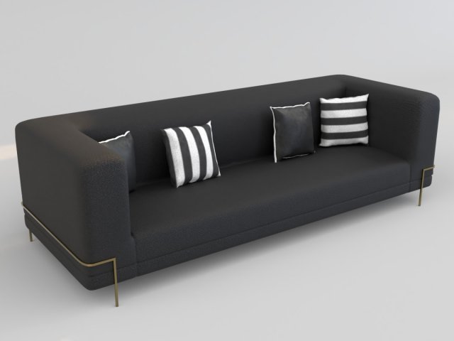 negro sofá pbr arquitectura interior mueble amortiguar almohada asientos madera sala casa decoración silla 3D print model - Mito3D