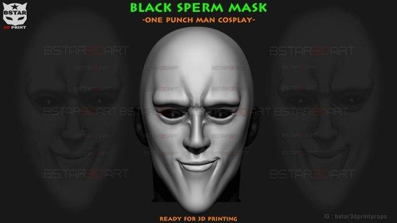 black sperm mask - one punch man cosplay toys onepunchman saitama halloween toy games 3d print model - Mito3D