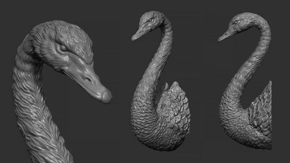 noir cygne animaux oiseau animal tête décor imprimable pendentifs sculptures art 3d print model - Mito3D