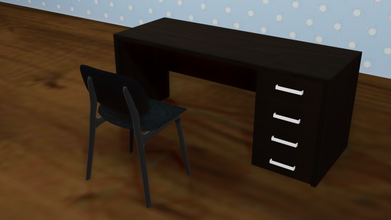 Preto tabela cadeira escritório mobília móveis quartos madeira metal têxtil tecido 3d print model - Mito3D