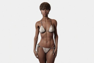 preto mulher in bikini 3d modelo 3dexport corpo adulto penteado praia sombrio americano africano sexy ébano fêmea roupa íntima liquidificador sss 3d print model - Mito3D