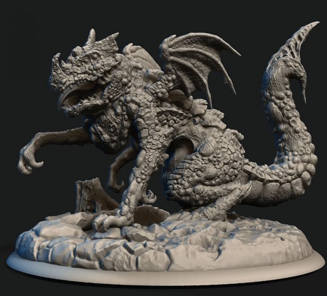 batterio drago pronto to stampa 3d modello in scultura 3dexport draghi creatura mostro animali rettile predatore leggendario bestia fantasia carattere immaginario animazione fictional character stampabile giurassico games toys fauna selvatica dragon sculpture 3D print model - Mito3D