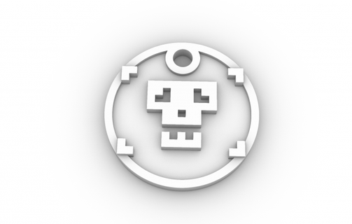 blockskull pendant 60 mm pendants 3d-printable 3d-print-model magical skull bones blocky jewelry 3d print model - Mito3D