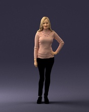 blonde in coffee sweater 0484 3d print ready model woman 3dexport scan polygon 3dprint human male realistic posed character people miniatures man child style success outfit fashion 3d print model - Mito3D