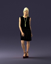 blonde girl black dress 0360 3d print ready scan model polygon 3dprint human male realistic posed character people miniatures man woman child style success outfit fashion 3d print model - Mito3D
