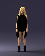 blonde woman in black dress 0350 3d print ready model 3dexport scan polygon 3dprint human male realistic posed character people miniatures man child style success outfit fashion 3d print model - Mito3D