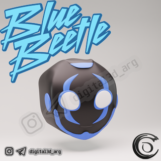 blue beetle head cartoon sculpture league justice pelicula dc compartir 3d print model - Mito3D
