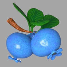 azul oliva fruta 3d modelo in arbusto 3dexport fantasia fantástico frutas desenho animado game ready 3d print model - Mito3D