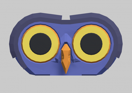 blue owl head lowpoly animals low-poly 3d print model - Mito3D