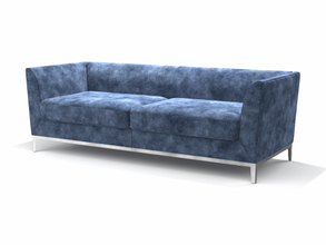 azul terciopelo sofá moderno triple suave 3d print model - Mito3D
