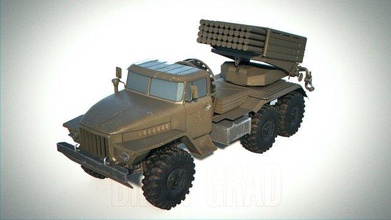 bm21 grad bm 21 artiglieria cannone ural kraz militare pbr lowpoly gioco razzo camion battaglia 3d print model - Mito3D