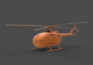 bo 105 helicopter aircraft aviation bo105 mbb messerschmitt animation simulator lowpoly transport passenger bo-105 chopper gauges 3d print model - Mito3D
