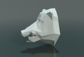 javali cabeça poli 3d impressão modelo in 3dexport porco poligonal montado 3d print model - Mito3D