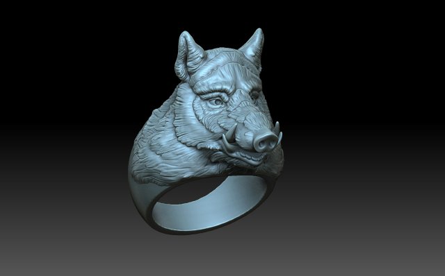 boar ring 3d print model in rings 3dexport animals headboard jewelry hog pig wild 3D print model - Mito3D
