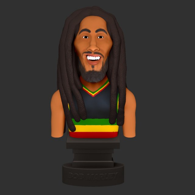 Bob Marley Karikatur Karikaturen Musik Reggae Ganja Jamaika Rasta Rastafari action figure 3D print model - Mito3D