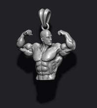 culturista colgante cuerpo el generador la aptitud fittness de oro héroe hierro hombre joya joyería músculo muscular musculatura collar colgantes plata fuerte superhéroe 3d print model - Mito3D