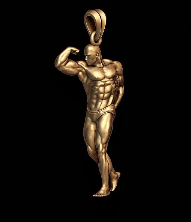 bodybuilder pendente 3d stampa modello in ciondoli 3dexport corpo costruttore fitness idoneità oro uomo gioiello gioielleria muscolo muscolare muscolatura anatomico bodybuilding sport mr olympia linfatico 3D print model - Mito3D