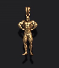 bodybuilder anhänger 3d drucken modell 3dexport körper baumeister fitness gold juwel schmuck muskel muskulös muskulatur anatomisch bodybuilding sport mr olympia lymphatisch 3d print model - Mito3D