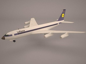 boeing 707 320 ss lufthansa 3d modelo in comercial 3dexport b707 avión aeronave línea aerolíneas jet chorros reacción pasajero carga carta 3d print model - Mito3D
