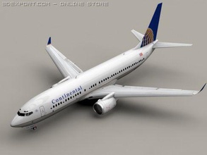 boeing 737 800 continental 3d model in commercial 3dexport 737-800 winglet landing gear flap flaps wing turbine airlines plane airplane aircraft airliner passenger jet 3d print model - Mito3D